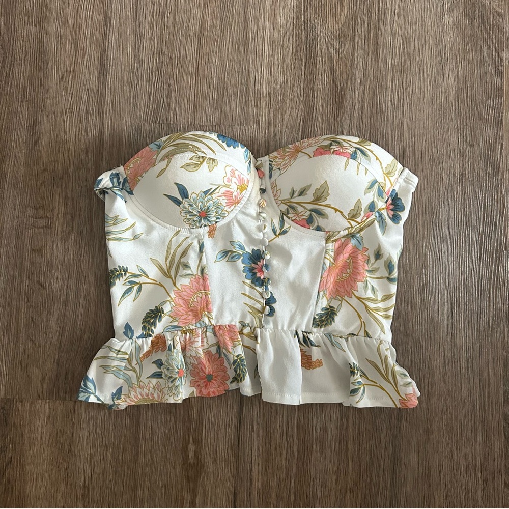 Superdown floral strapless corset